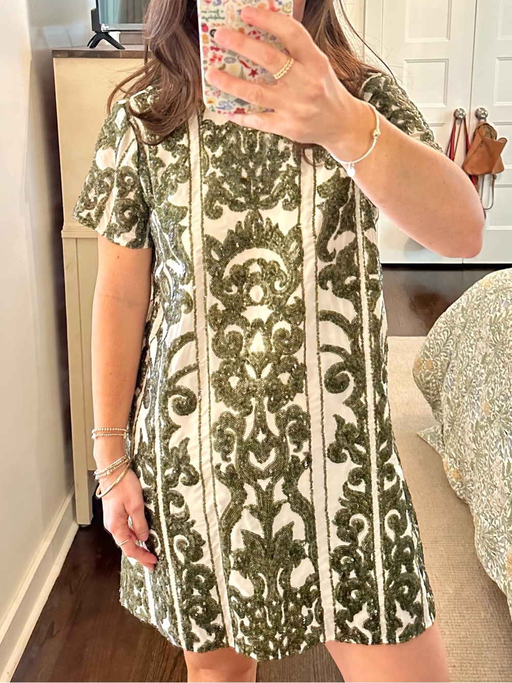 Show Me Your Mumu Olive Green Sequin Open Back Mini Dress | Size Small